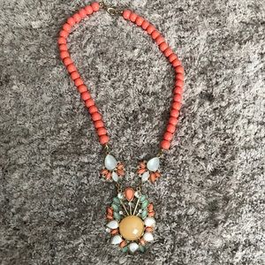 Peach and light blue accent necklace